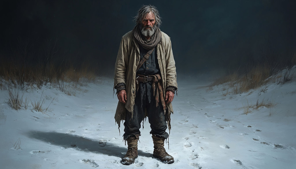 Это был оборванный, замёрзший, с всклокоченными волосами, мужчина... Изображение: Алиса AI