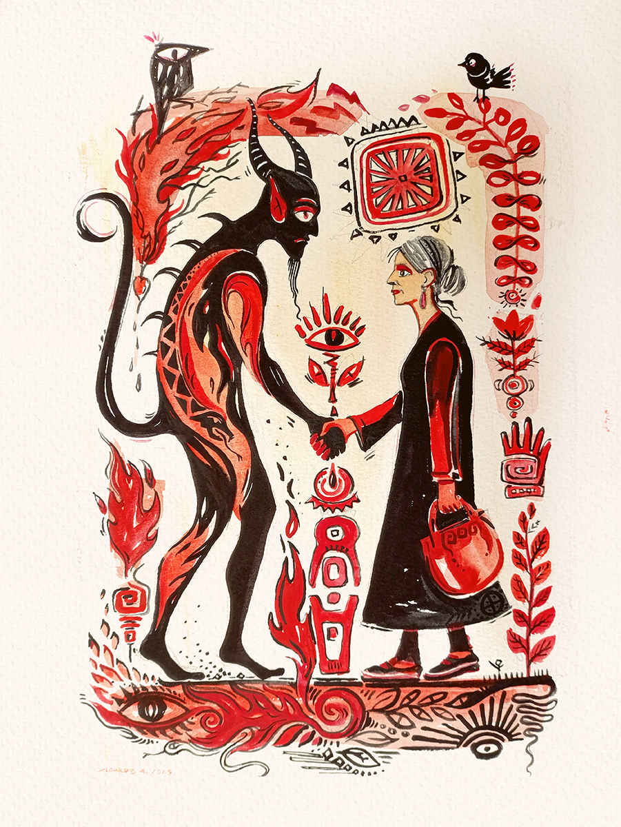 И узоры есть, и цветы растут, не чёрт, а заглядение! 