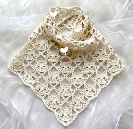 Мотив "Кошка" крючком: Подробная схема и идеи для шарфа и косынки