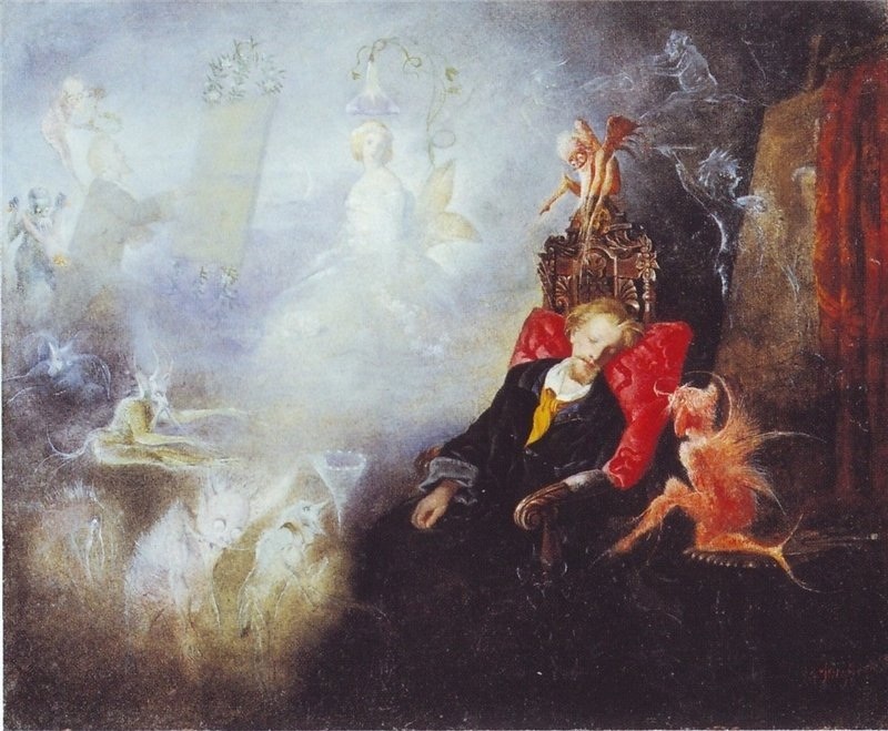 Джон Анстер Фицджеральд. Предполагаемый автопортрет. "Сон художника" (1860)