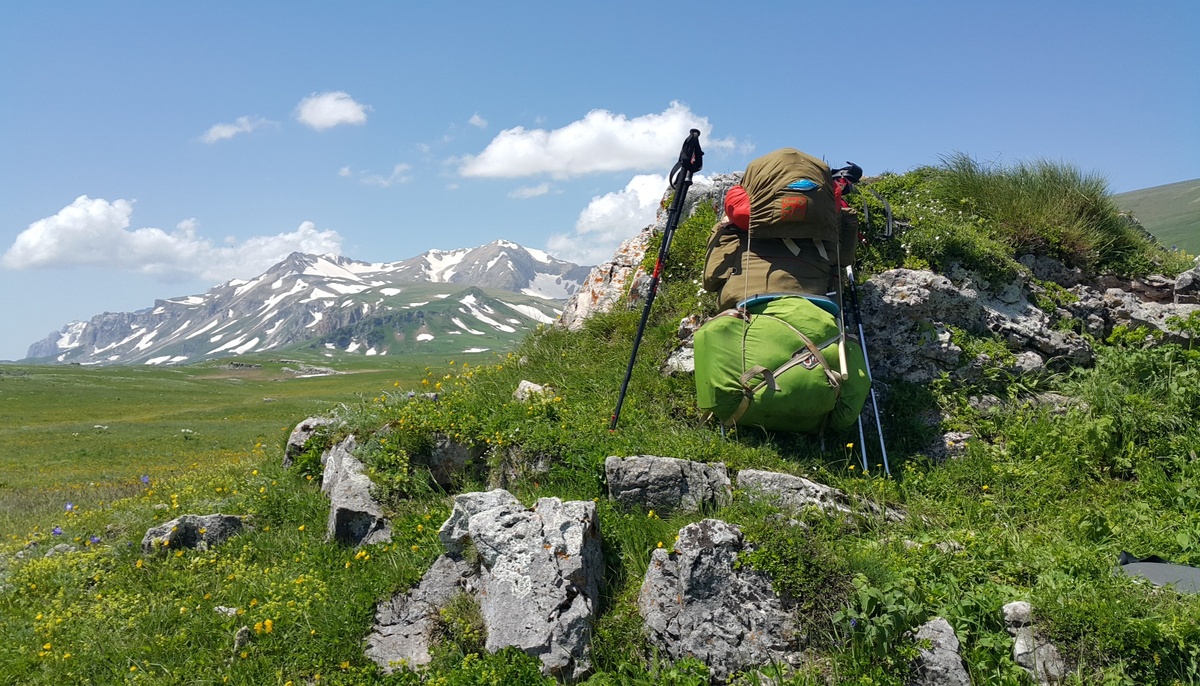 Вид на гору Оштен. Плато Лаго-Наки, июнь 2016 года.