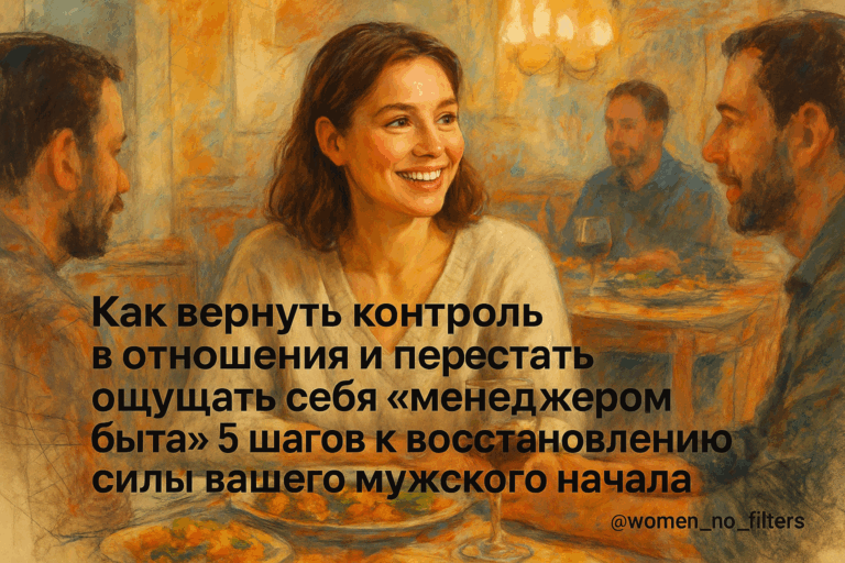    Как вернуть контроль в отношения и перестать ощущать себя «менеджером быта»: 5 шагов к восстановлению силы вашего мужского начала Анна