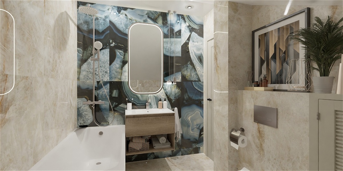 плитка Emil, Tele di Marmo Precious, цвета Agate Azure и Crystal Ambra, 60х120 см.