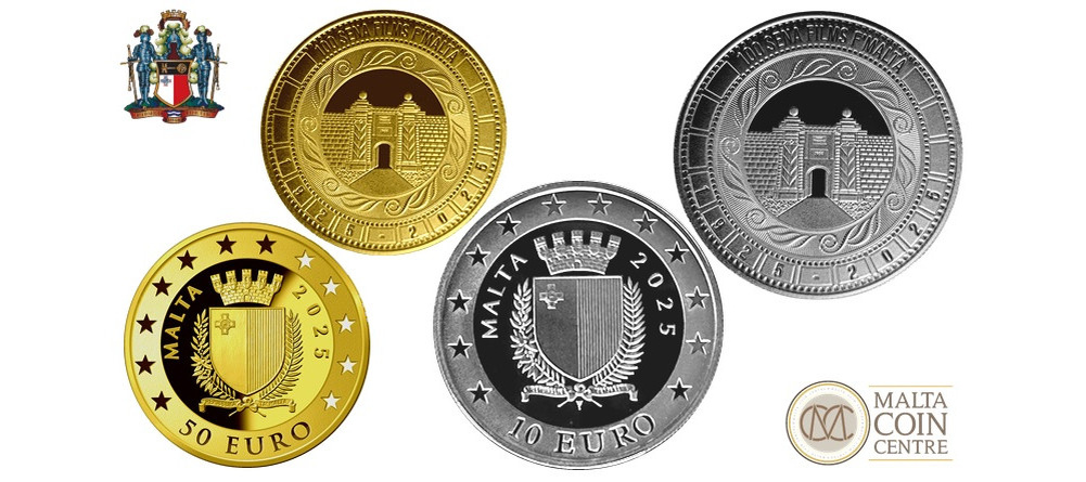    Золотые и серебряные монеты Мальты 2025 года к 100-летию кинопроизводства