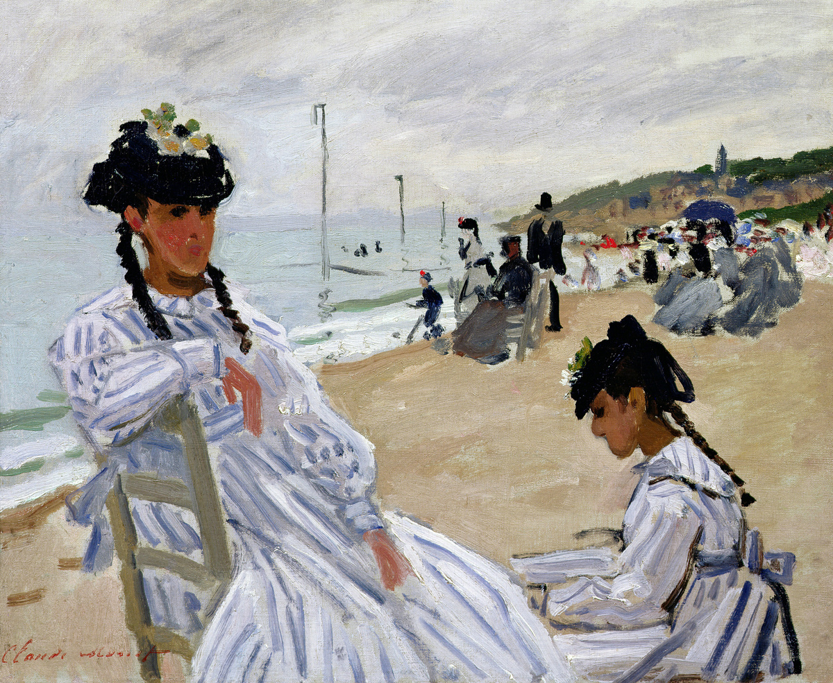    Ещё в детстве Клод Моне заинтересовался живописью. В школьные годы он рисовал карикатуры на учителей, а позднее стал зарабатывать на своём творчестве. Мать поддерживала его увлечения, тогда как отец надеялся, что сын займётся предпринимательством / globallookpress.com / «На пляже в Трувиле» / World History Archive