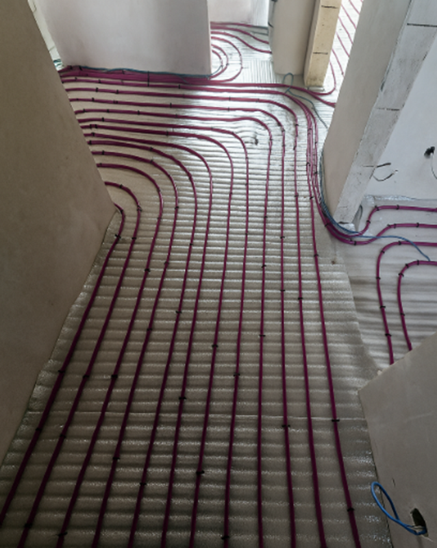 Монтаж теплого пола в доме по проекту Марсель, с. Высокое, г. Тула