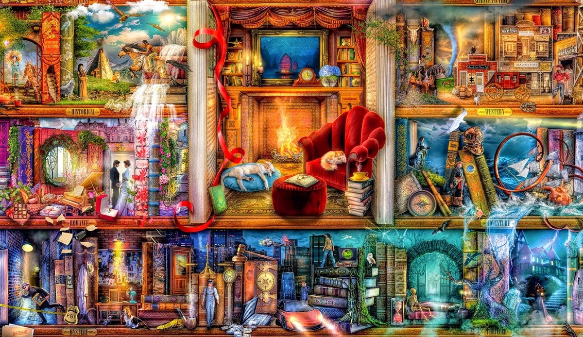 Тысячник Полки с книгами без верхней полки