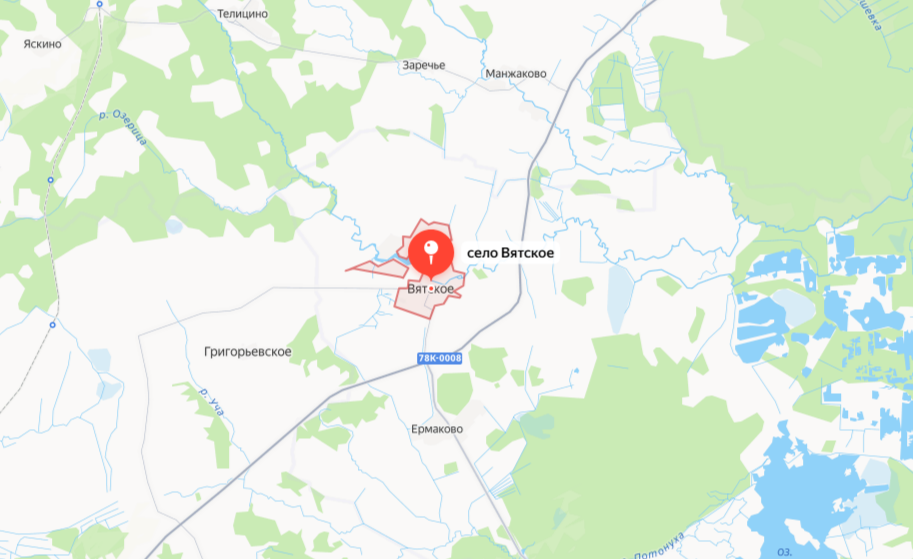 Село Вятское на карте / Фото: https://yandex.ru/maps/