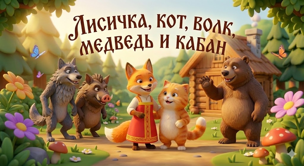 «Лисичка, кот, волк, медведь и кабан» — сказка украинского народа. На ней воспитано множество ребят. В произведении описана случайная встреча кота и лисы. После знакомства звери решили проживать вдвоем, выстроили они жилище и исполнили задуманное. Однажды лисице удалось найти свежую тушу барана. Вместе с котом они принесли ее домой. Почему после этого случая лесные звери захотят встретиться с котом, и получится ли у них это сделать? Прочтите об этом в сказке. Она учит сплоченности, наблюдательности и сообразительности.