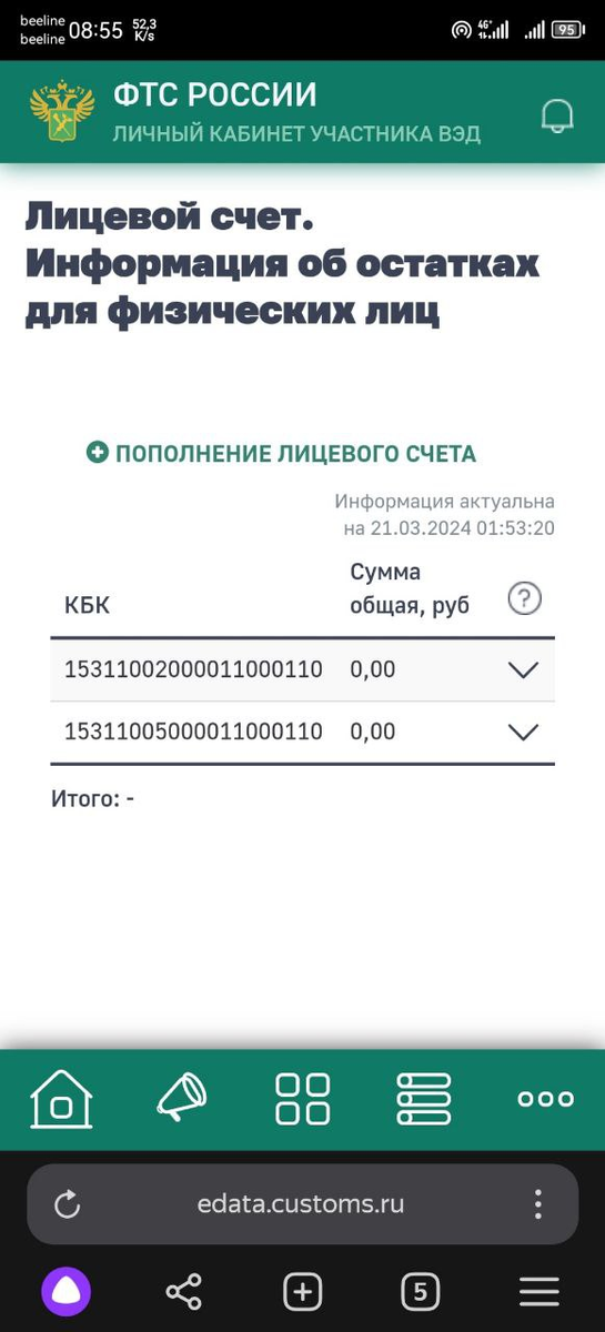 Личный кабинет участника ВЭД.