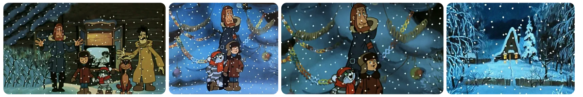 Кадры из м\ф Зима в Простоквашино - коллаж из поисковика