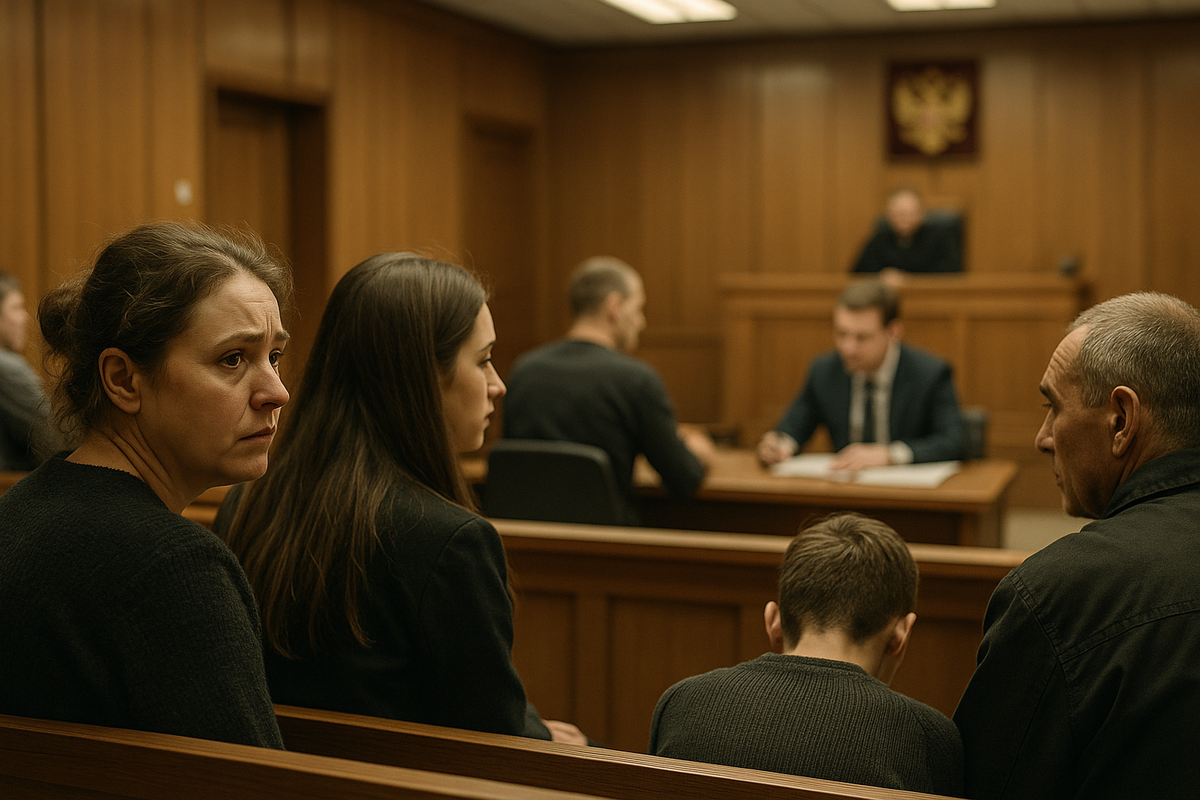 Родственники наблюдают за рассмотрением дела в суде.