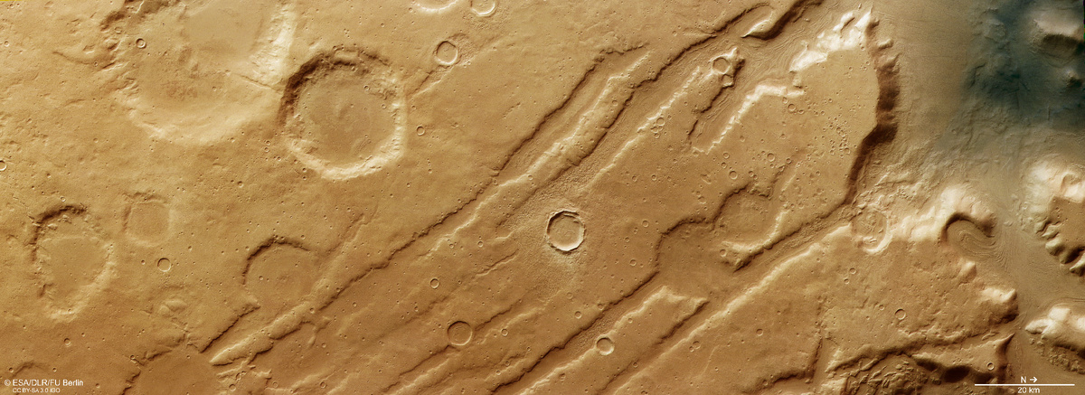 Марсианская область Coloe Fossae. Источник: ESA/DLR/FU Berlin