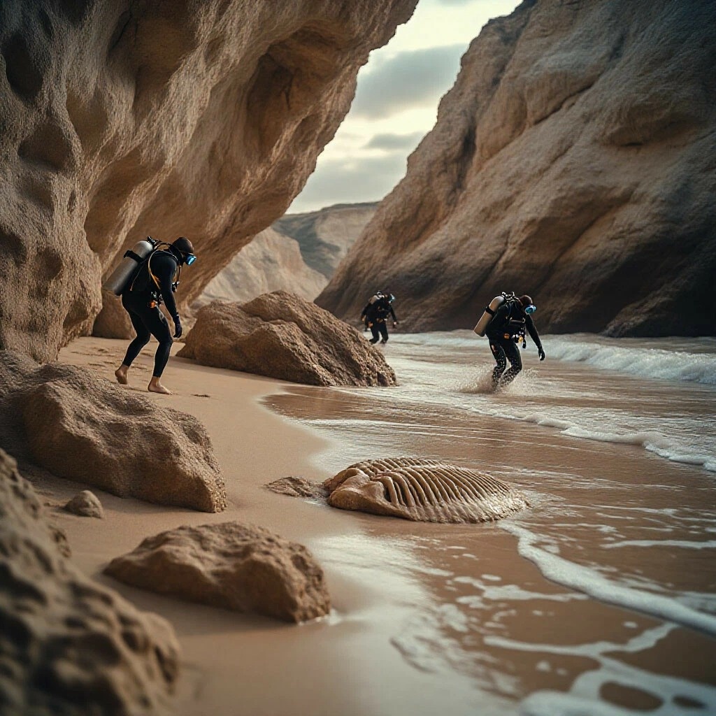 Поиск окаменелостей после шторма