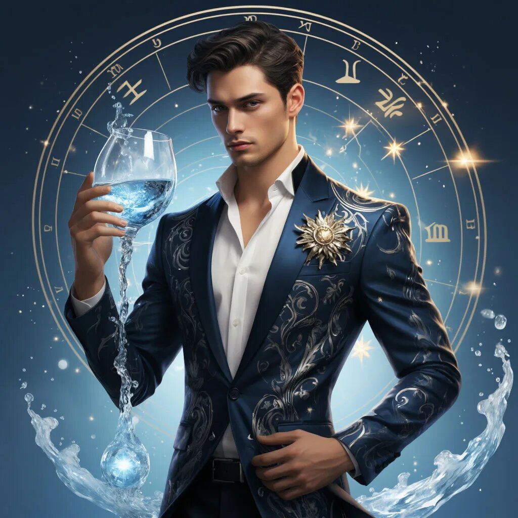 Знак Зодиака Водолей. Иллюстрация сгенерирована нейросетью