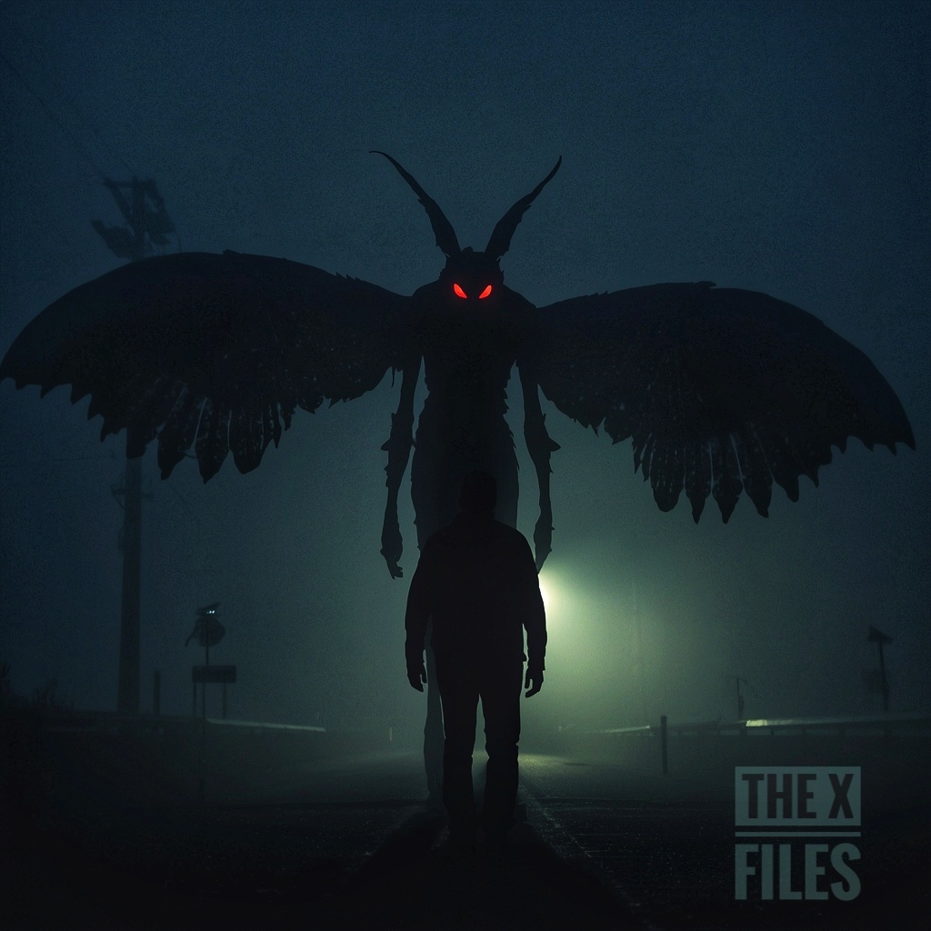 Огромное крылатое существо ростом с человека, с большими красными глазами. 