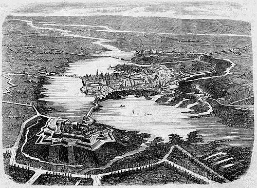 Мантуя в 1799 году. На переднем плане цитадель