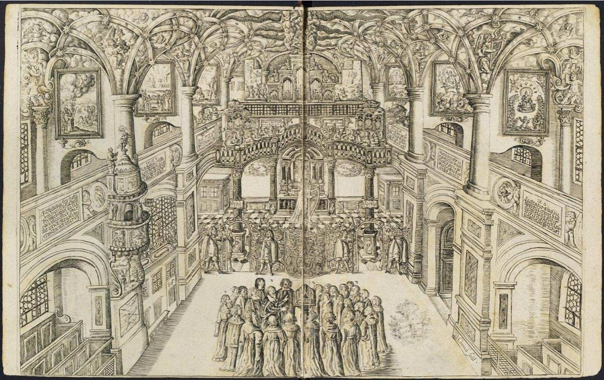 Schlosskapelle Dresden, David Conrad, Kupferstich 1676