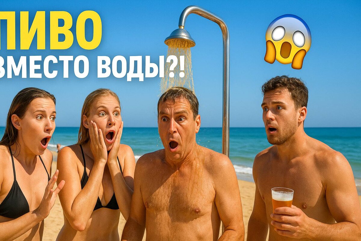 😂 Пляжный душ с сюрпризом — пиво вместо воды! 🍺 Люди не верят глазам!