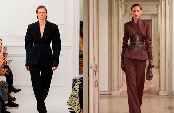     Акцент на талии, четкие плечи в подиумных образах Givenchy и Elisabetta Franchi.    
 Фото: пресс-служба