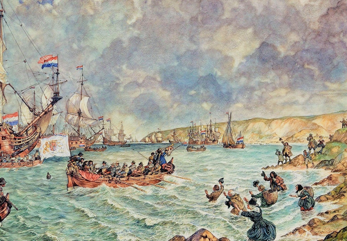 Вильгельм III Оранский высаживается в Англии.