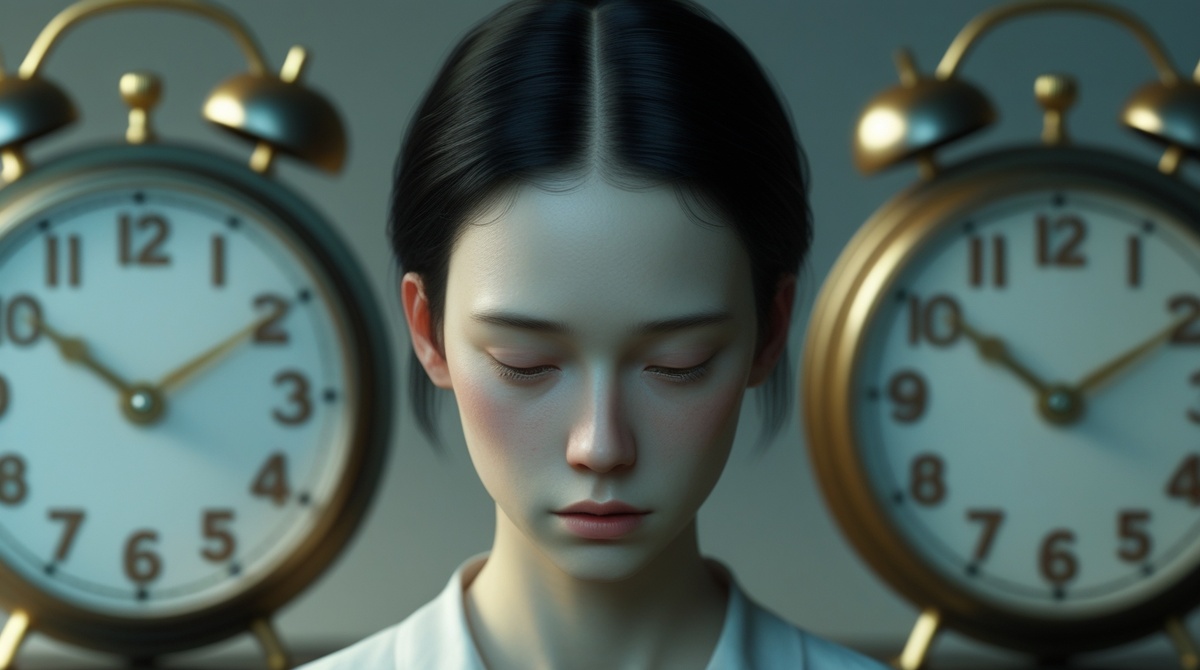 Портрет человека между размытыми часами — образ нашей уверенности, что время у нас всегда есть.