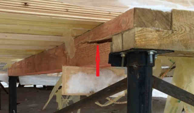 Потеря прочности бруса (деревянной конструкции) из-за скалывания древесины 