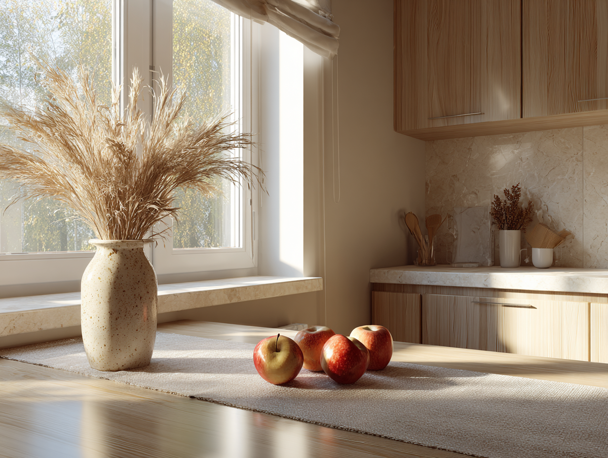 Спокойная теплая палитра натуральных материалов