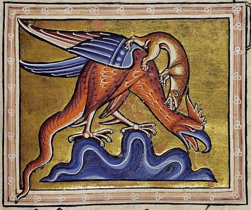 «Василиск и ласка» «Абердинский бестиарий», XII в.