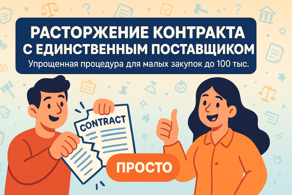    Расторжение контракта с единственным поставщиком: упрощенная процедура для малых закупок до 100 тыс.
