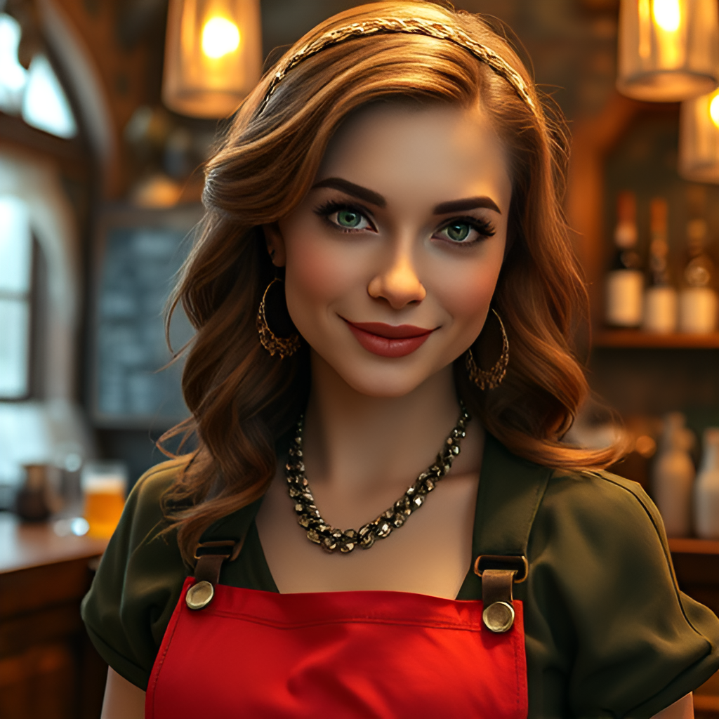 Монна Перл - Трактирщица. В галерее иллюстрации созданы нейросетью для онлайн генерации картинок dezgo.com.