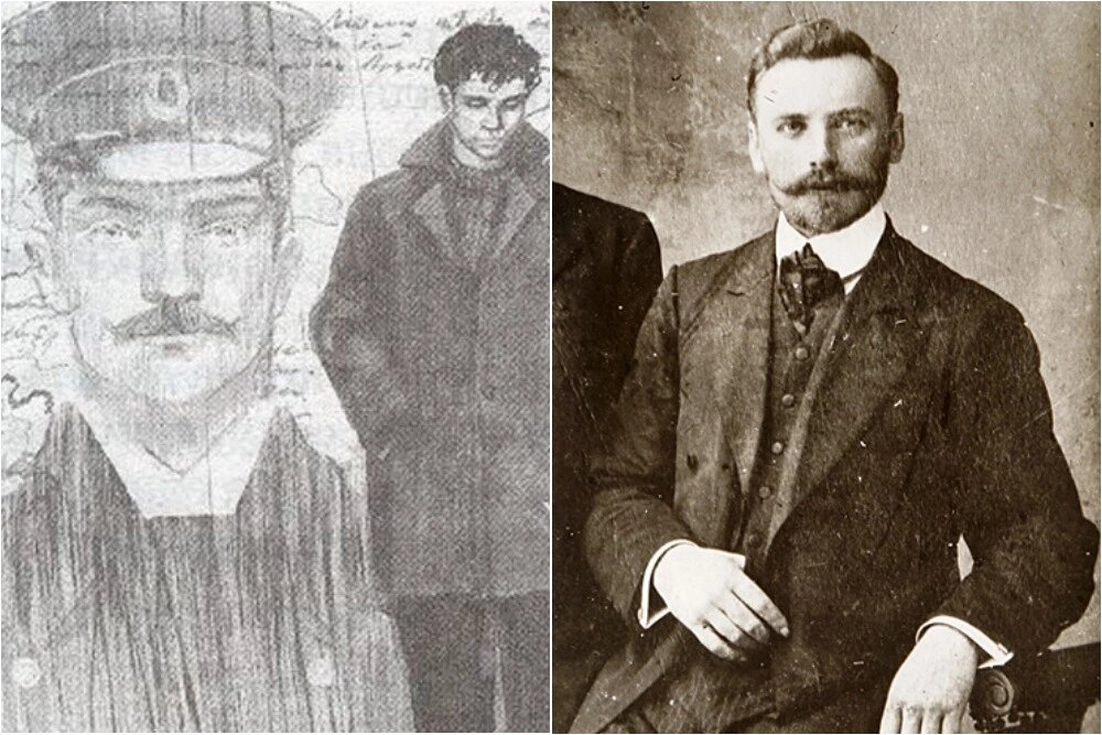    Иллюстрация Виктора Бритвина к образу капитана Татаринова из романа Вениамина Каверина «Два капитана»; Исследователь Арктики Владимир Александрович Русанов (1875-1913). Фото: Коллаж АиФ