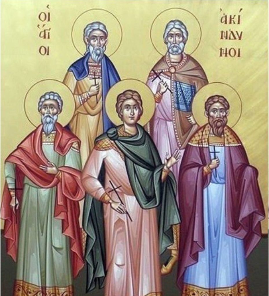 Икона мучеников персидских Акиндина, Пигасия, Аффония, Елпидифора, Анемподиста. Источник: ruhram.ru📷    «Пигасий солнце гасит»: традиции 15 ноября
