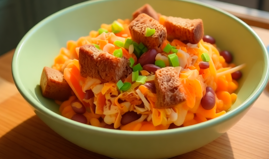 Сытный фасолевый салат с копченой курицей