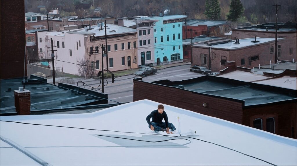    Кровельщик проверяет вентиляцию - важный этап в уходе за кровлей Rafael