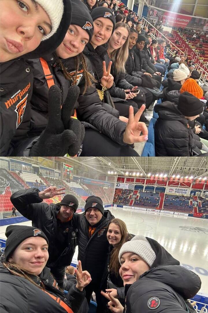     Поддержать "СКА-Нефтяник" пришли "Амурские тигрицы" у кторых самих скоро стартует домашний тур. Фото: ВК "Амурские тигрицы"