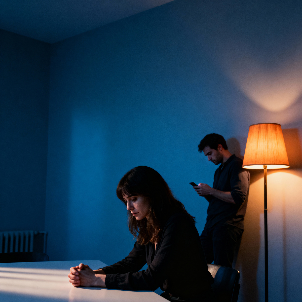 Он уже не любит, но боится сказать об этом.