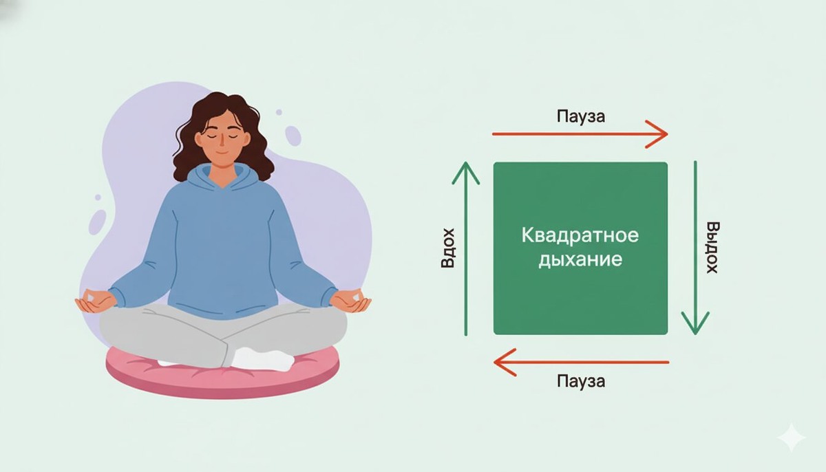 Дыхание по квадрату: техника для успокоения нервов за 2 минуты Анастасия Никандрова📷
