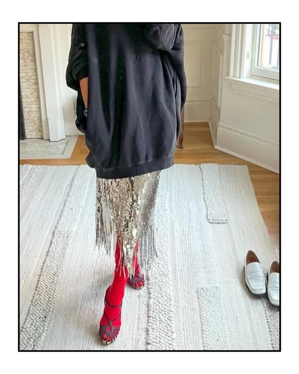 Юбка в пайетку + худи, свитшот, бомбер, оверсайз футболка