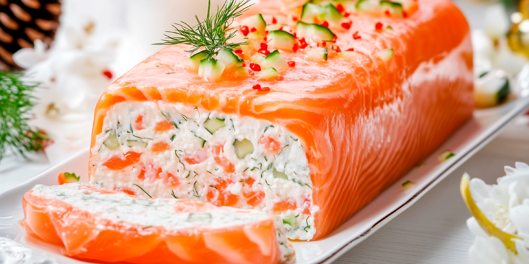 Праздничный террин из лосося со сливочным сыром