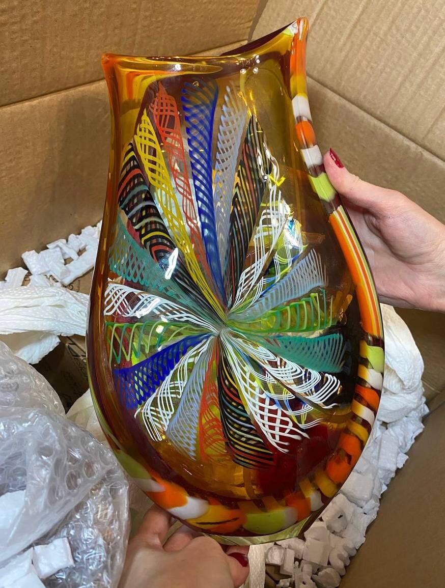 Ваза Филигрань красная из муранского стекла - MURANO CLUB 