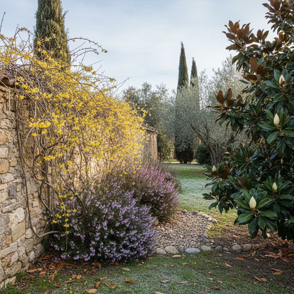 Магнолия грандифлора, хебе, жасмин