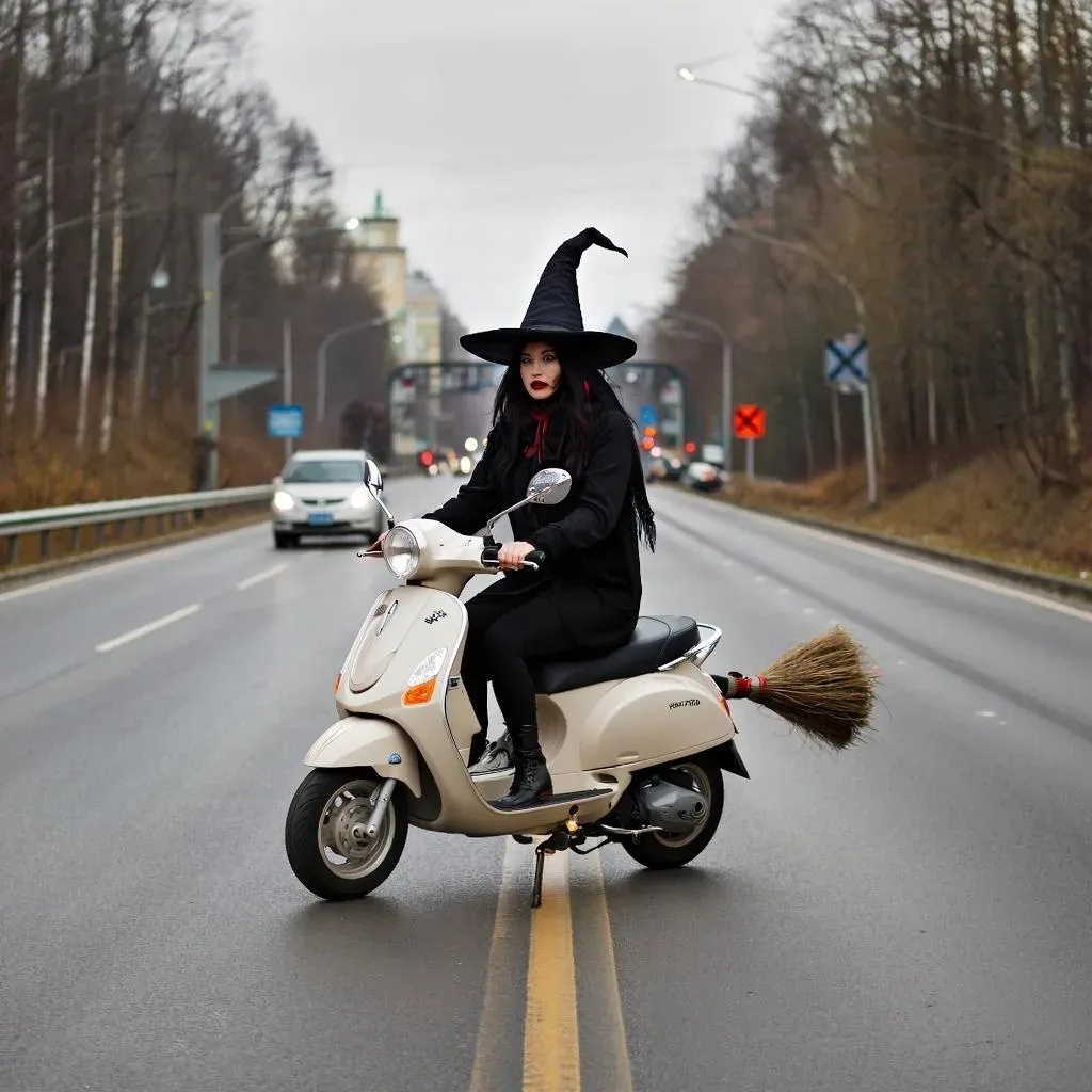                        Ведьма на мотороллере.