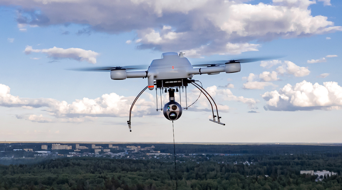 Дрон на оптоволокне, фото из сети.