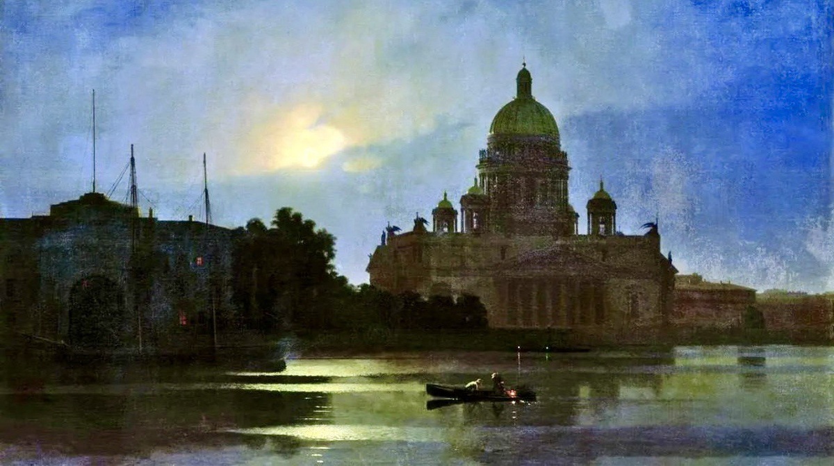 "Вид Исаакиевского собора при лунном освещении", 1869, художник Архип Иванович Куинджи. Картина находится в Смоленском Государственном художественном музее