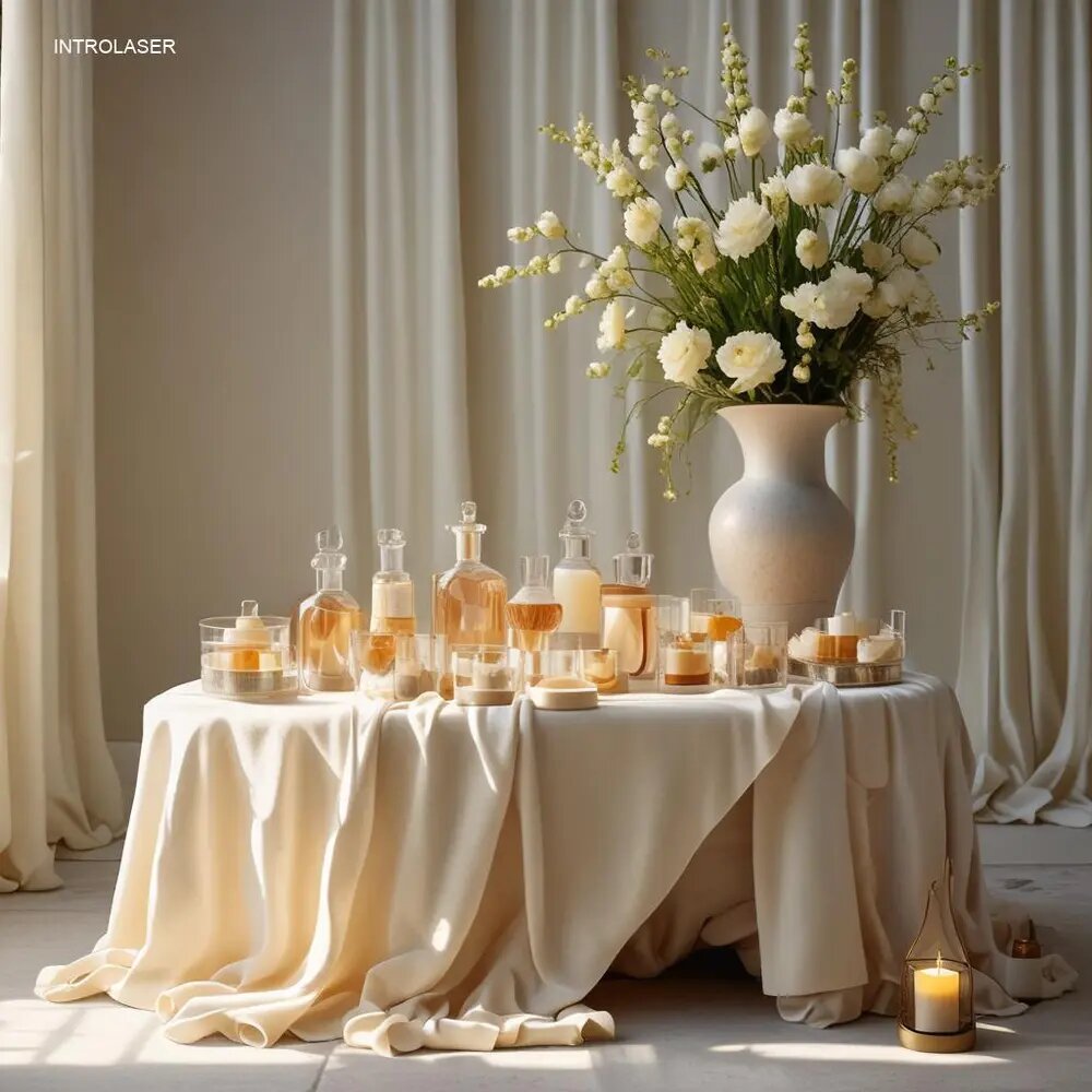    Косметолог наносит крем с алоэ вера на кожу клиента после эпиляции диодным лазером в салоне