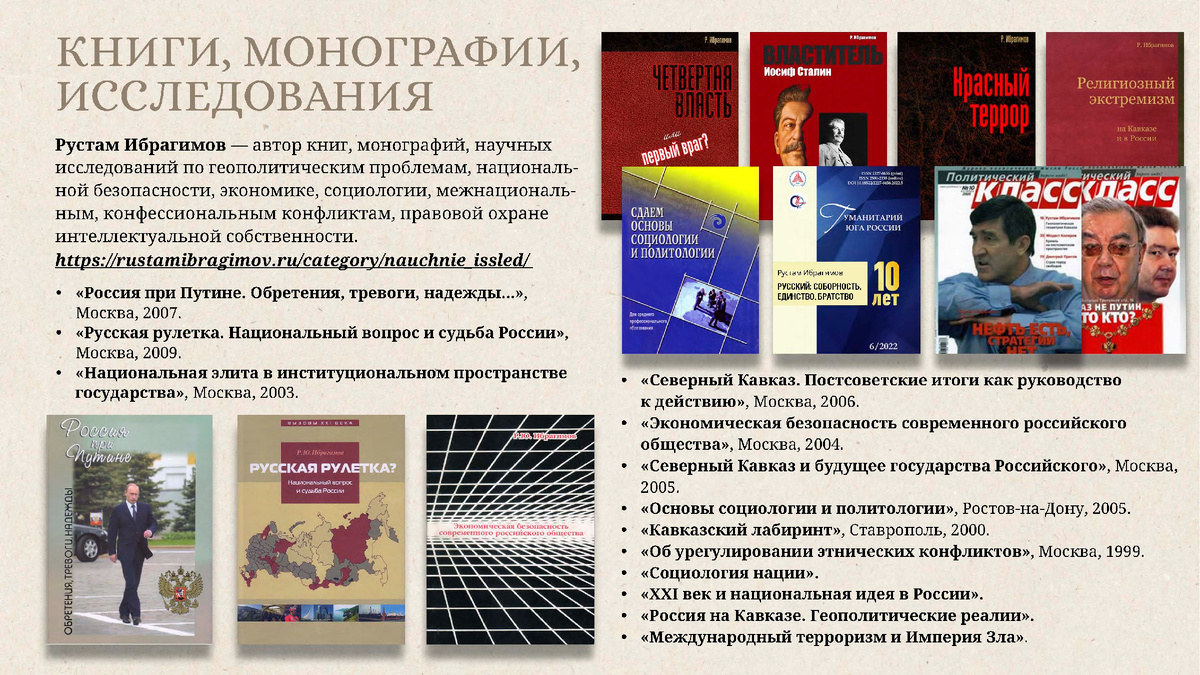 Научные исследования, монографии, книги Р.Ю. Ибрагимова