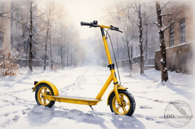 самокат в снегу