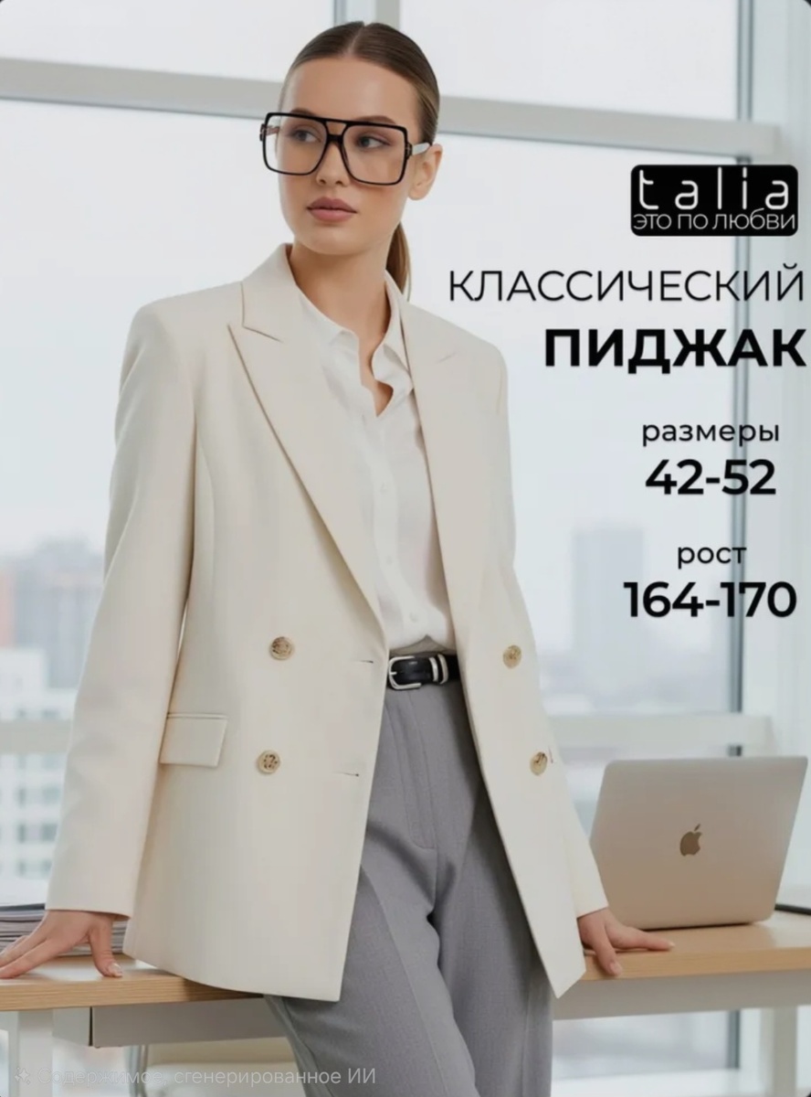 Белый двубортный женский пиджак