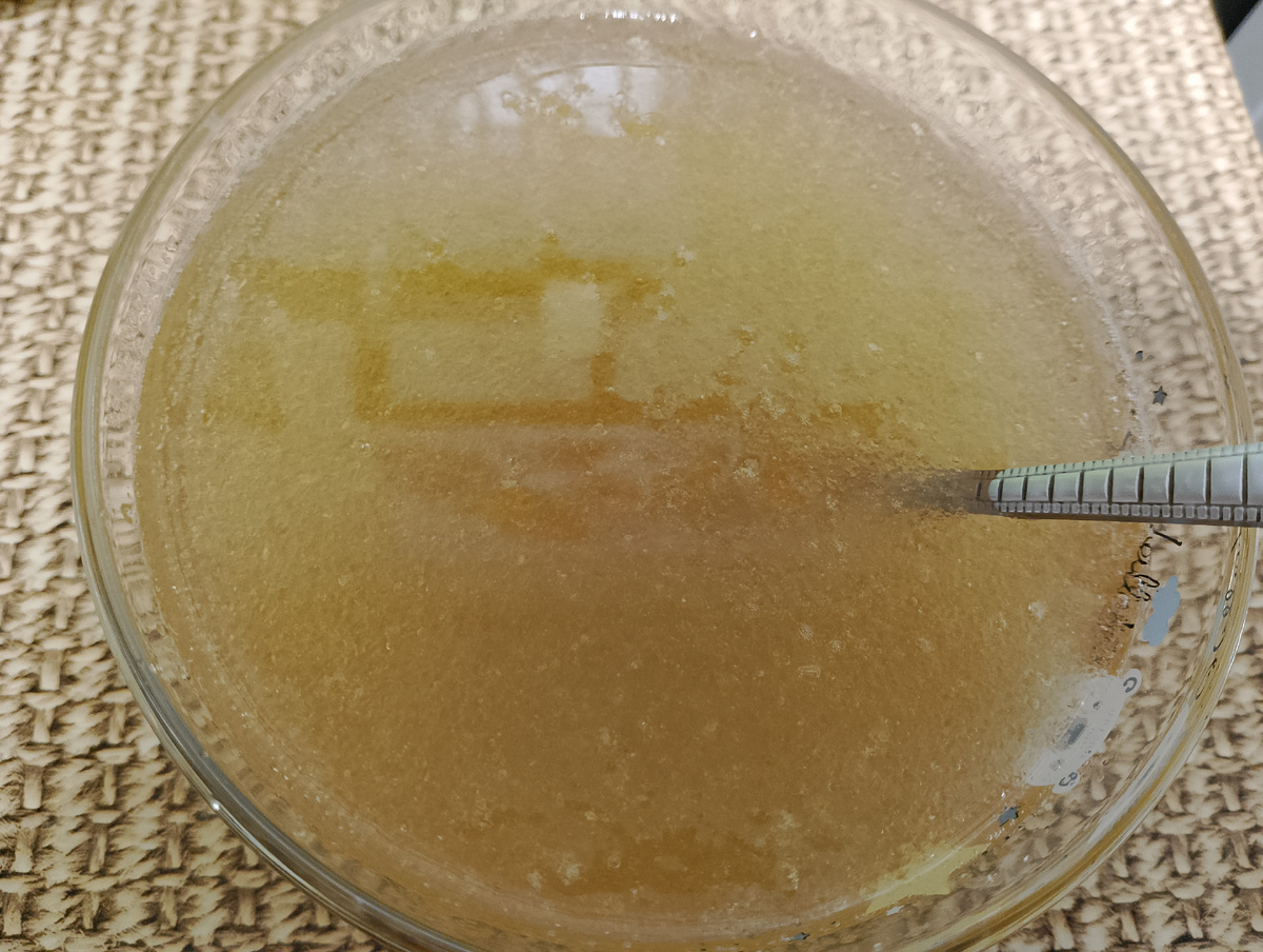 Фото автора.желатин должен разбухнуть.